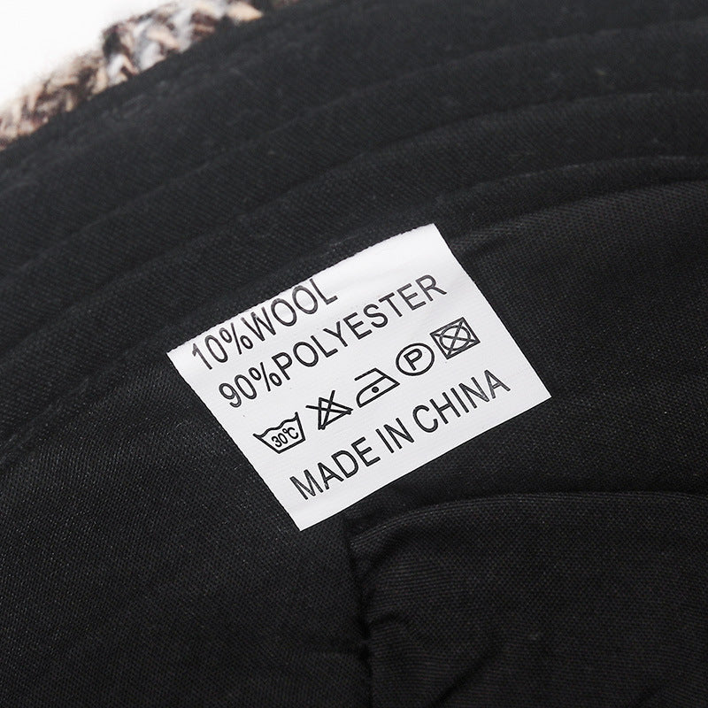 The same woolen red line plaid cap for men and women - Image 5