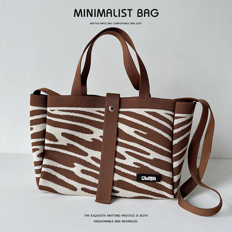 Black and white diamond knitted tote bag - Image 13