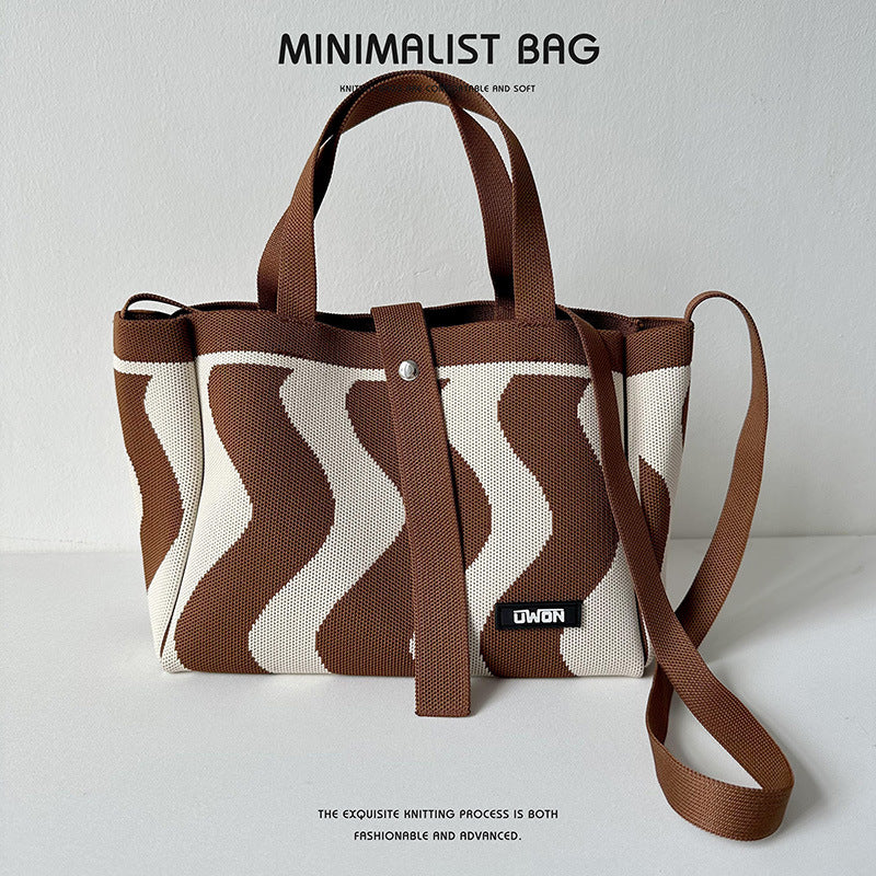 Black and white diamond knitted tote bag - Image 14