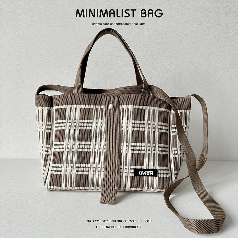 Black and white diamond knitted tote bag - Image 18
