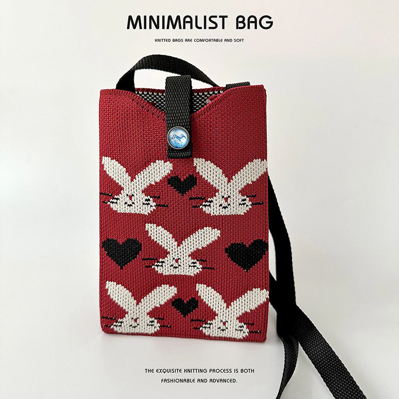 Black and white panda mini phone knitted bag - Image 9