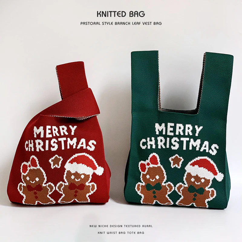 Christmas Gift Bag Knitted Vest Bag Handbag - Image 5