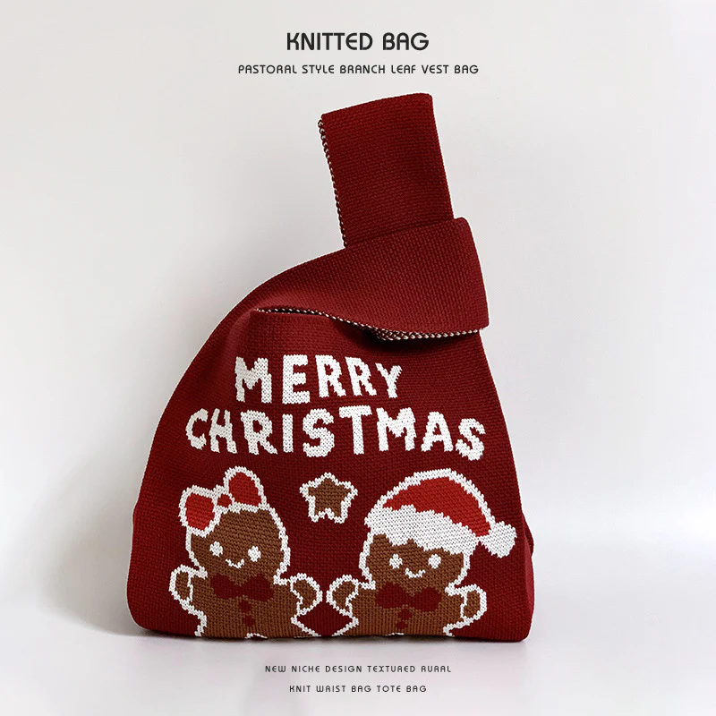 Christmas Gift Bag Knitted Vest Bag Handbag - Image 8