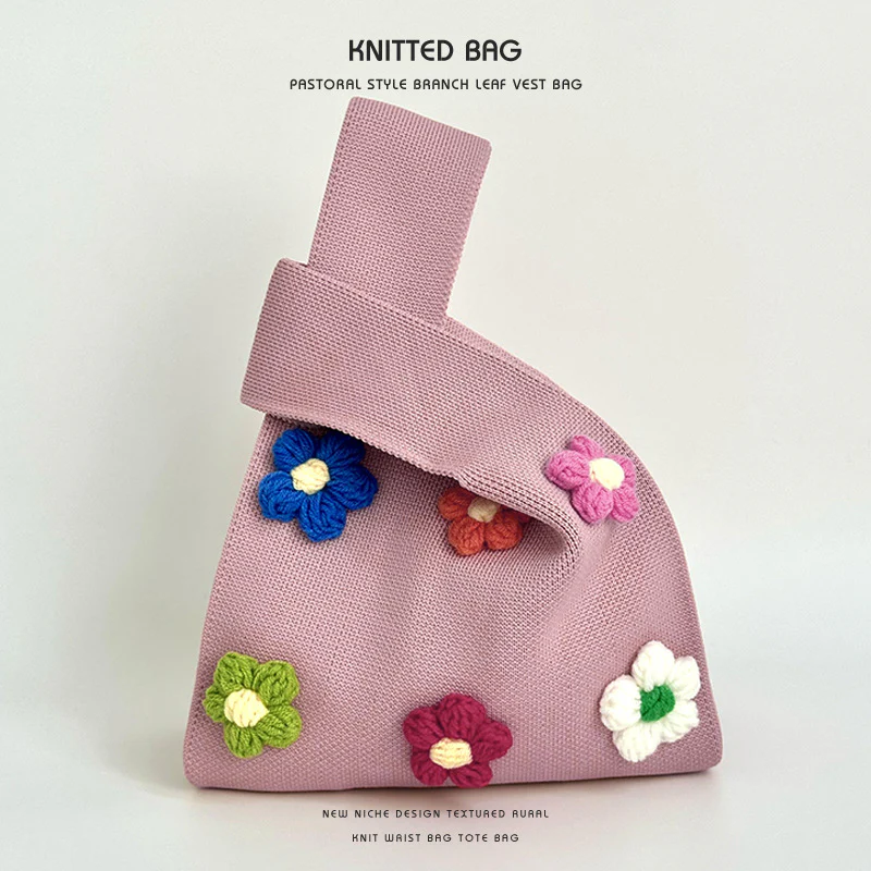 Colorful flower knitted shoulder bag handbag knitted bag - Image 14