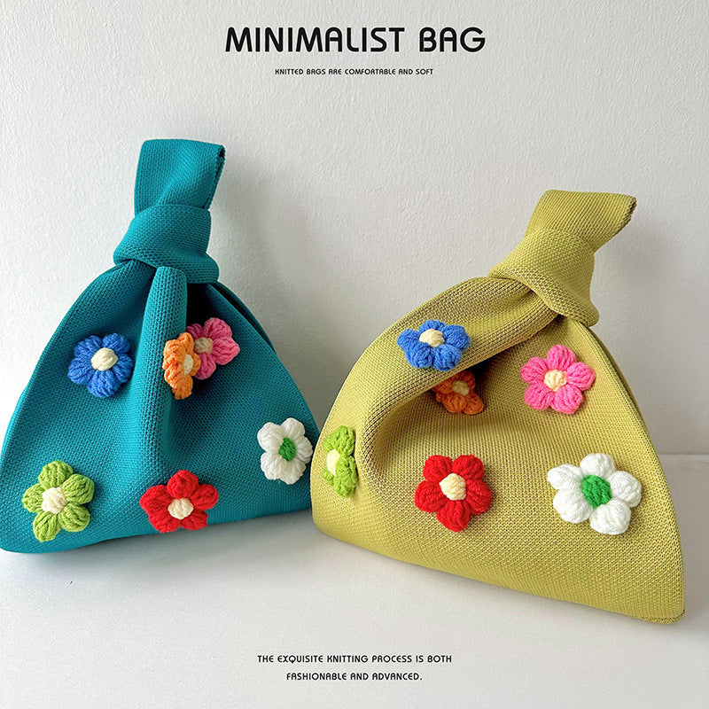 Colorful flower knitted shoulder bag handbag knitted bag - Image 4
