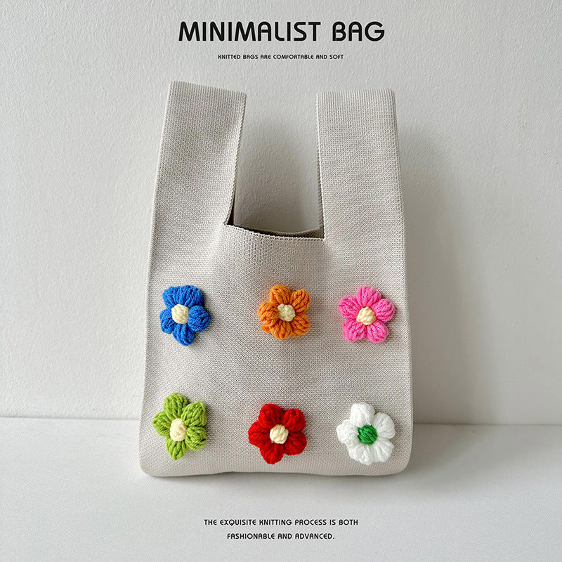Colorful flower knitted shoulder bag handbag knitted bag - Image 7