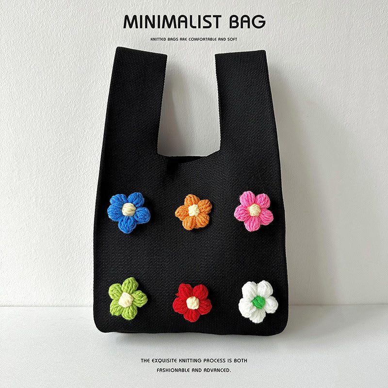Colorful flower knitted shoulder bag handbag knitted bag - Image 8