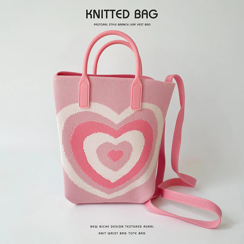 Gradient Heart Knitted Shoulder Bag Crossbody Bag - Image 7