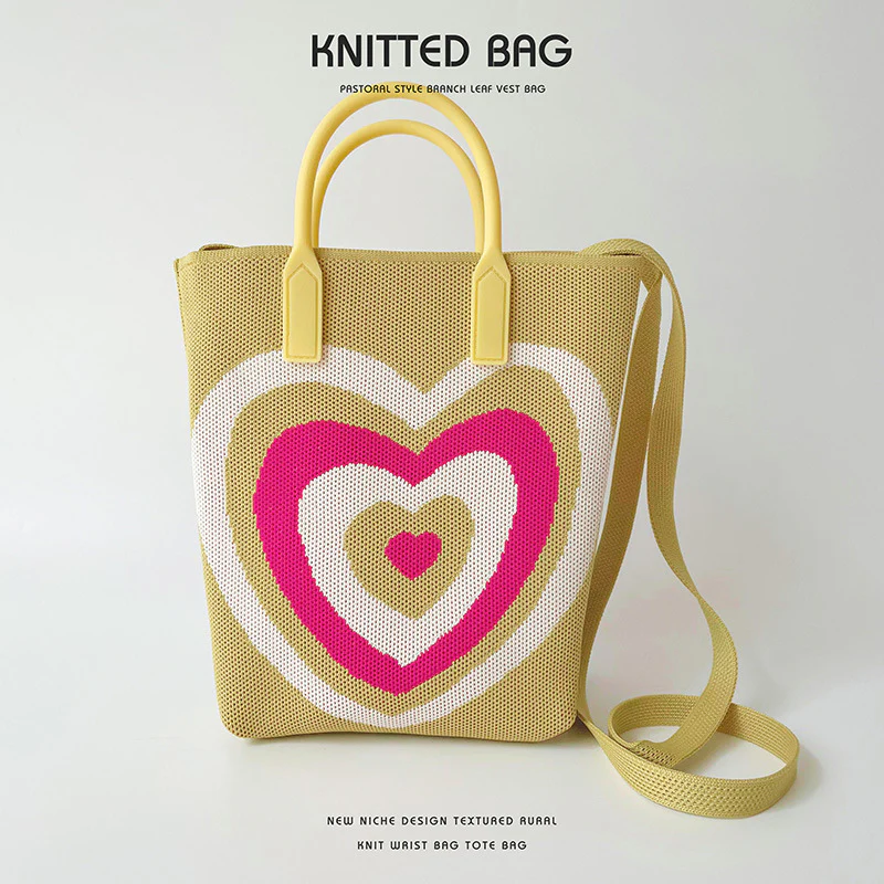 Gradient Heart Knitted Shoulder Bag Crossbody Bag - Image 9