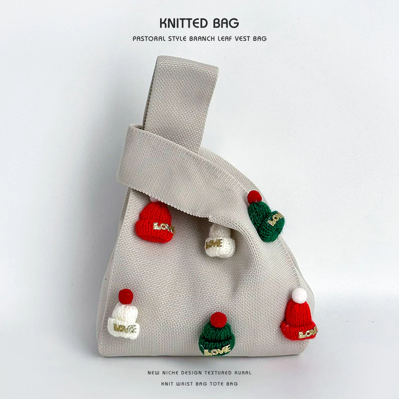 Handmade Christmas hat cute knitted wrist bag - Image 14