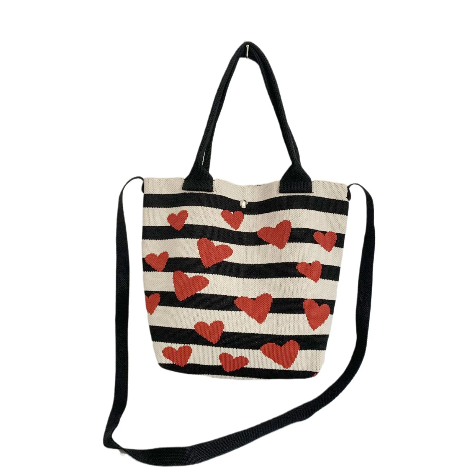 Heart striped knitted handbag - Image 6
