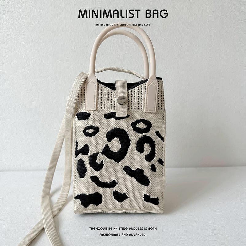 Leopard print knitted shoulder bag crossbody bag - Image 7