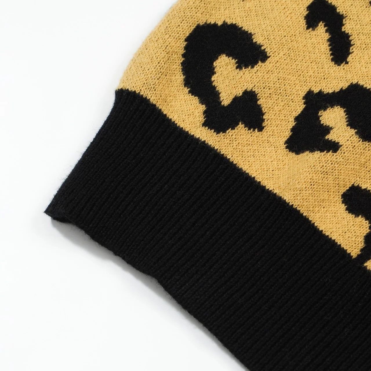 Men's 60s Leopard Print Knit Polo Shirt – Bold Yellow Retro Style - Image 6