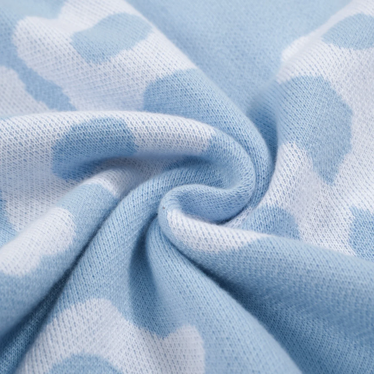 Men's 60s Light Blue Knit Polo Shirt – White Retro Floral Pattern - Image 7