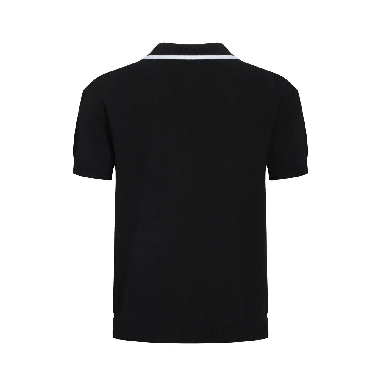 Men's 60s Mod Jacquard Zip Knit Polo – Black & White Diamond Pattern - Image 10