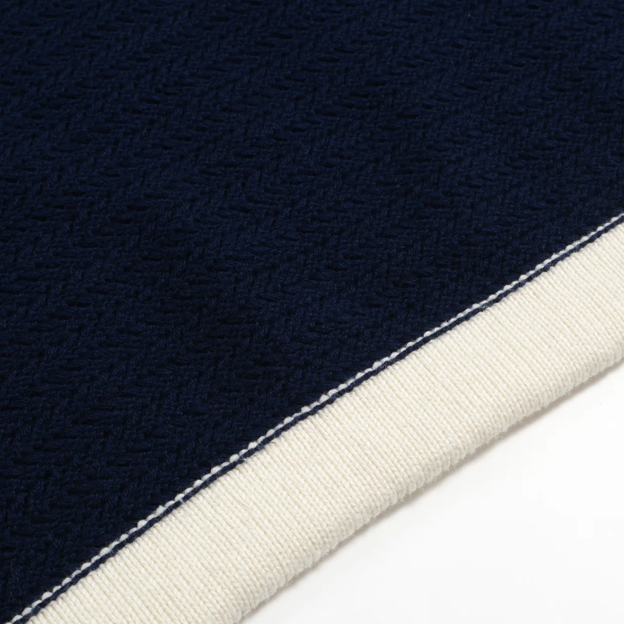 Men's 60s Navy Open Collar Polo – Mod Knit in Cream Trim - Image 6