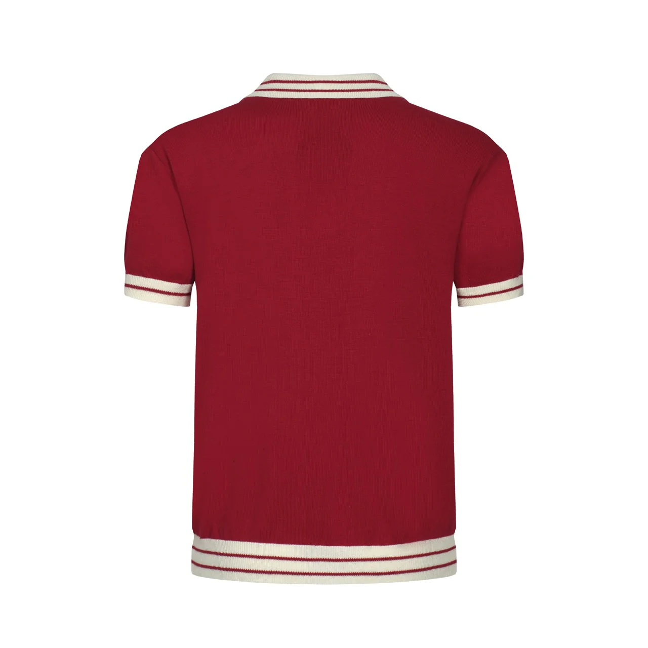 Men's 60s Mod Red Knit Zip Polo – Retro Casual Contrast Trim Shirt - Image 10