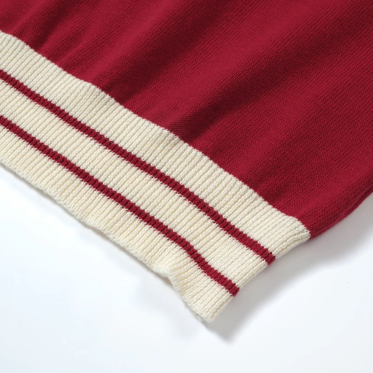 Men's 60s Mod Red Knit Zip Polo – Retro Casual Contrast Trim Shirt - Image 6