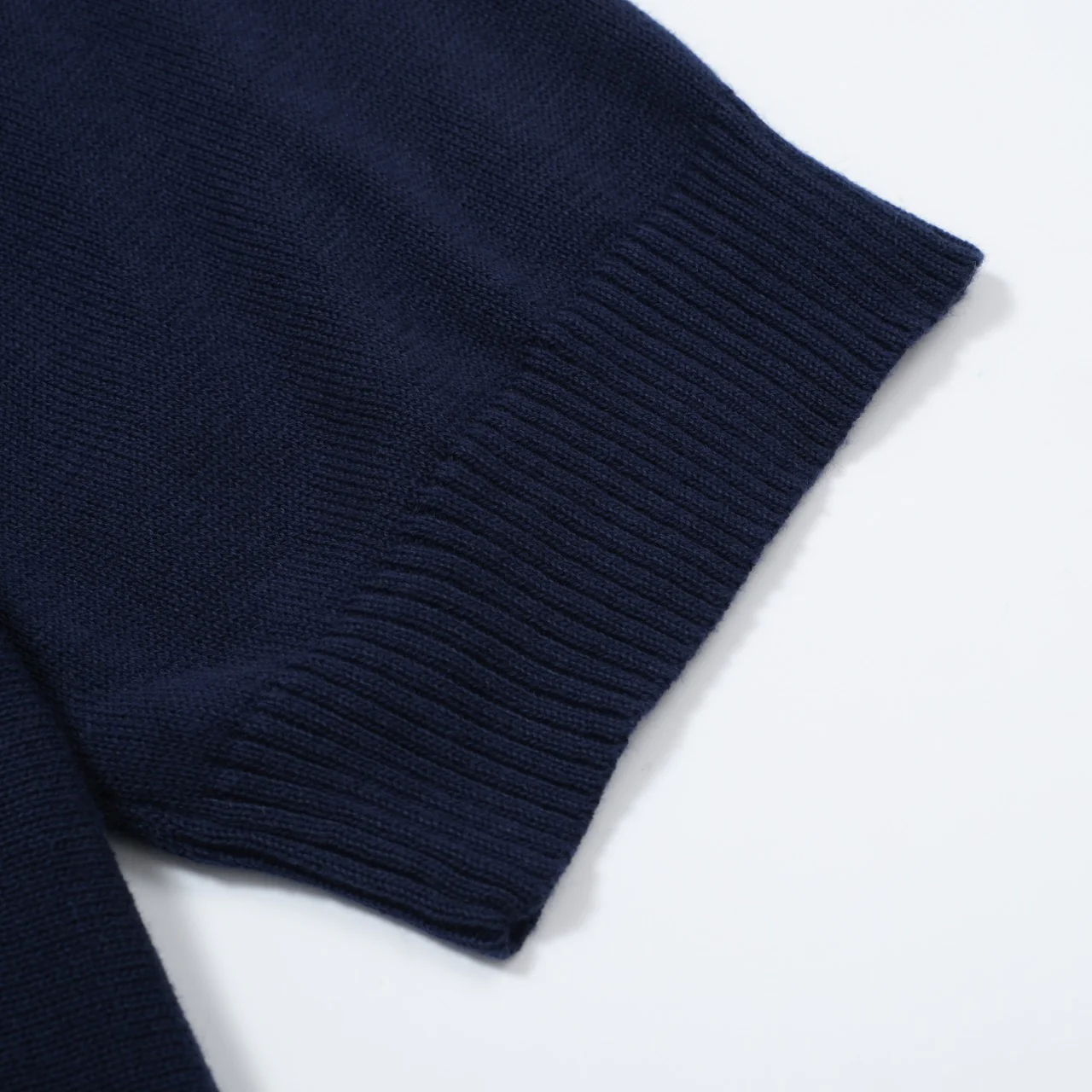Men's 60s Vertical Stripe Knit Shirt – Navy and Sky Blue Button-Up Polo - Image 5
