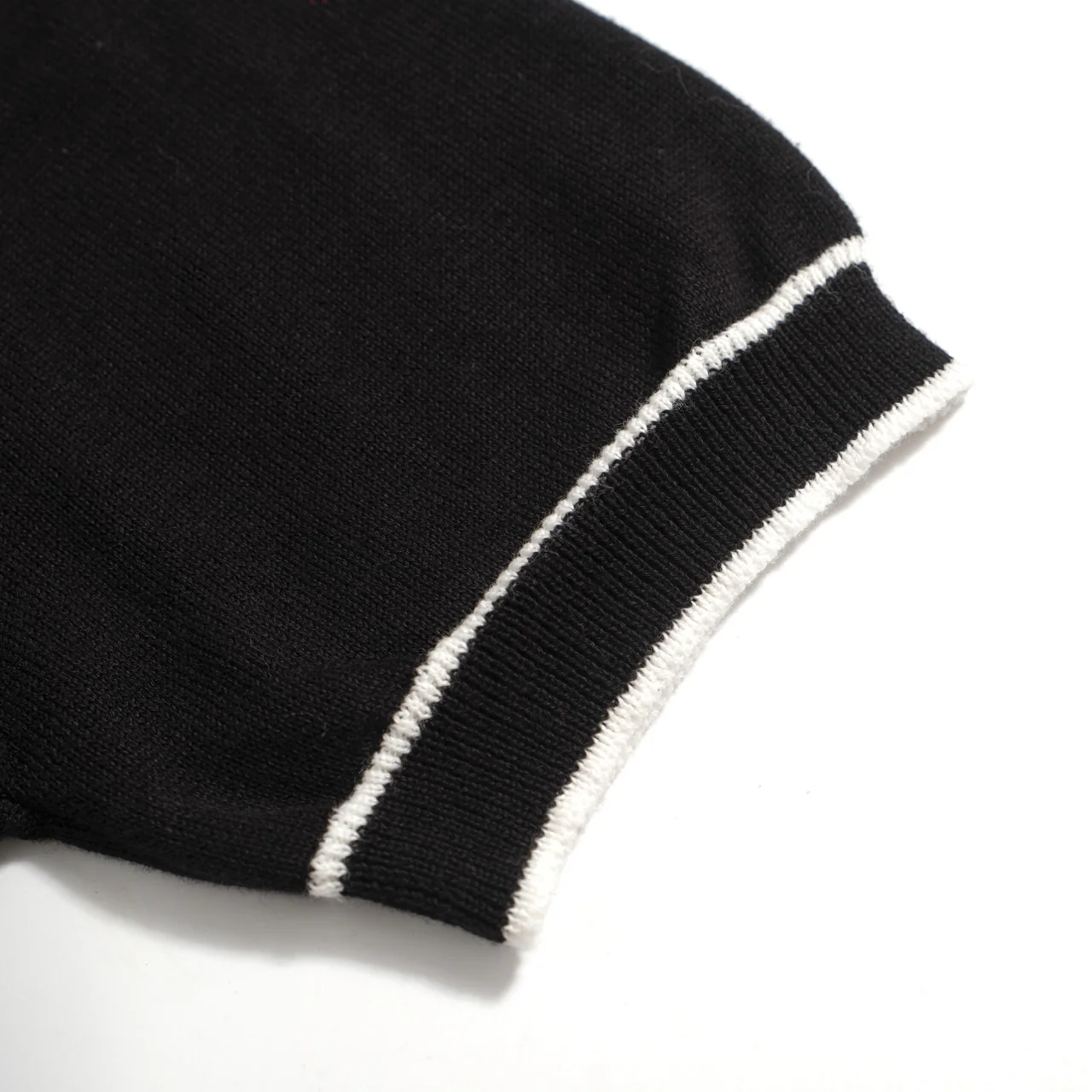 Men's 70s Black Mod Polo – Contrast Tipped Retro Knit Shirt - Image 6