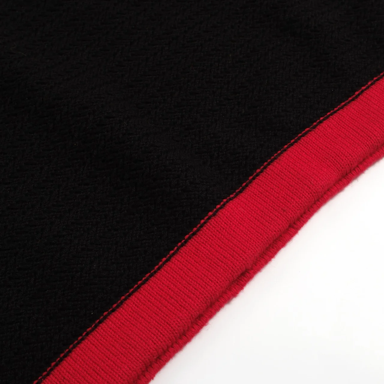 Men's 70s Black Retro Knit Polo – Red Contrast V-Neck Shirt - Image 5
