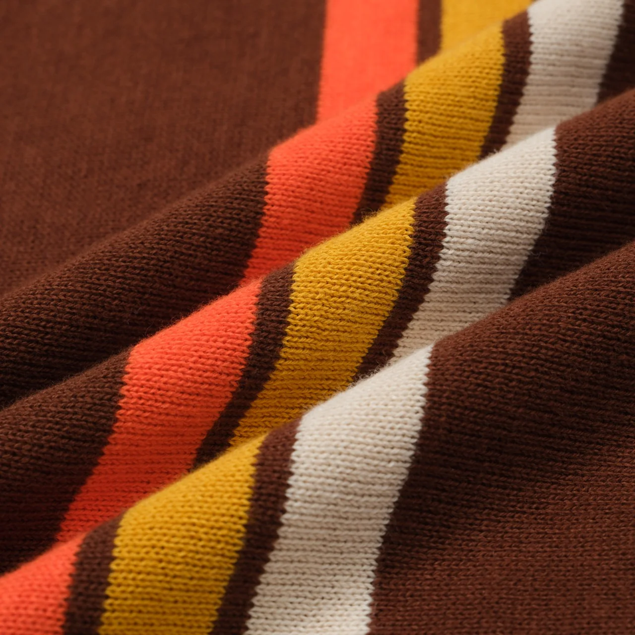 Men's 70s Brown Knit Tee – Retro Racing Stripe Shirt - Image 5