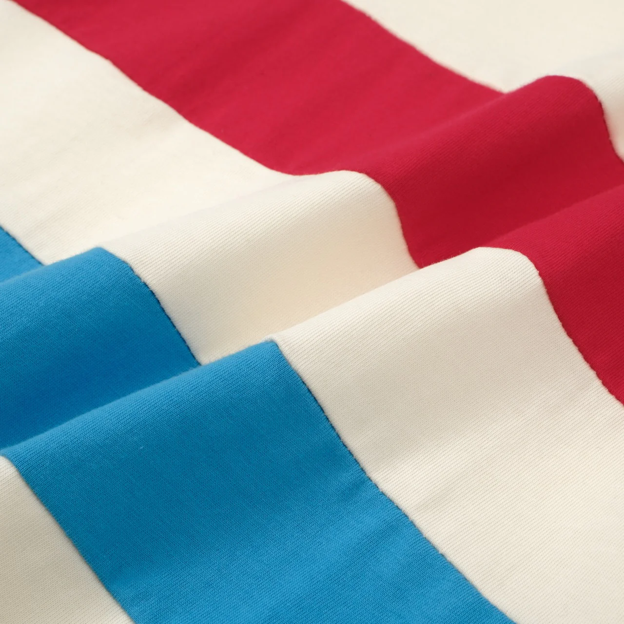 Men's 70s Cream Red Blue Stripe Knit Tee – Retro Sport Style - Image 4