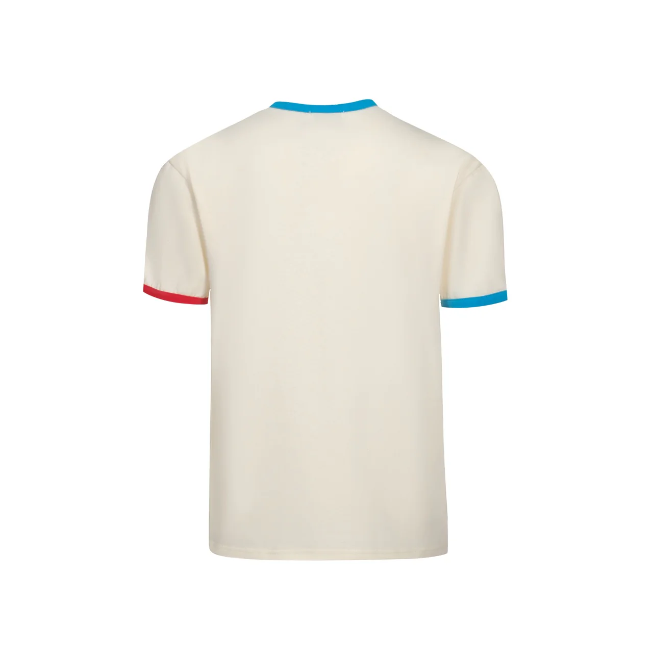 Men's 70s Cream Red Blue Stripe Knit Tee – Retro Sport Style - Image 9