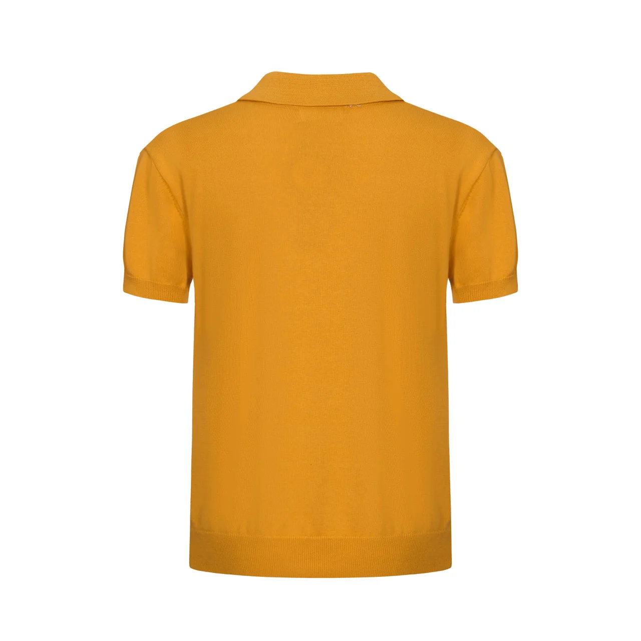 Men's 70s Golden Knit Polo – Retro Stripe Panel Shirt - Image 3