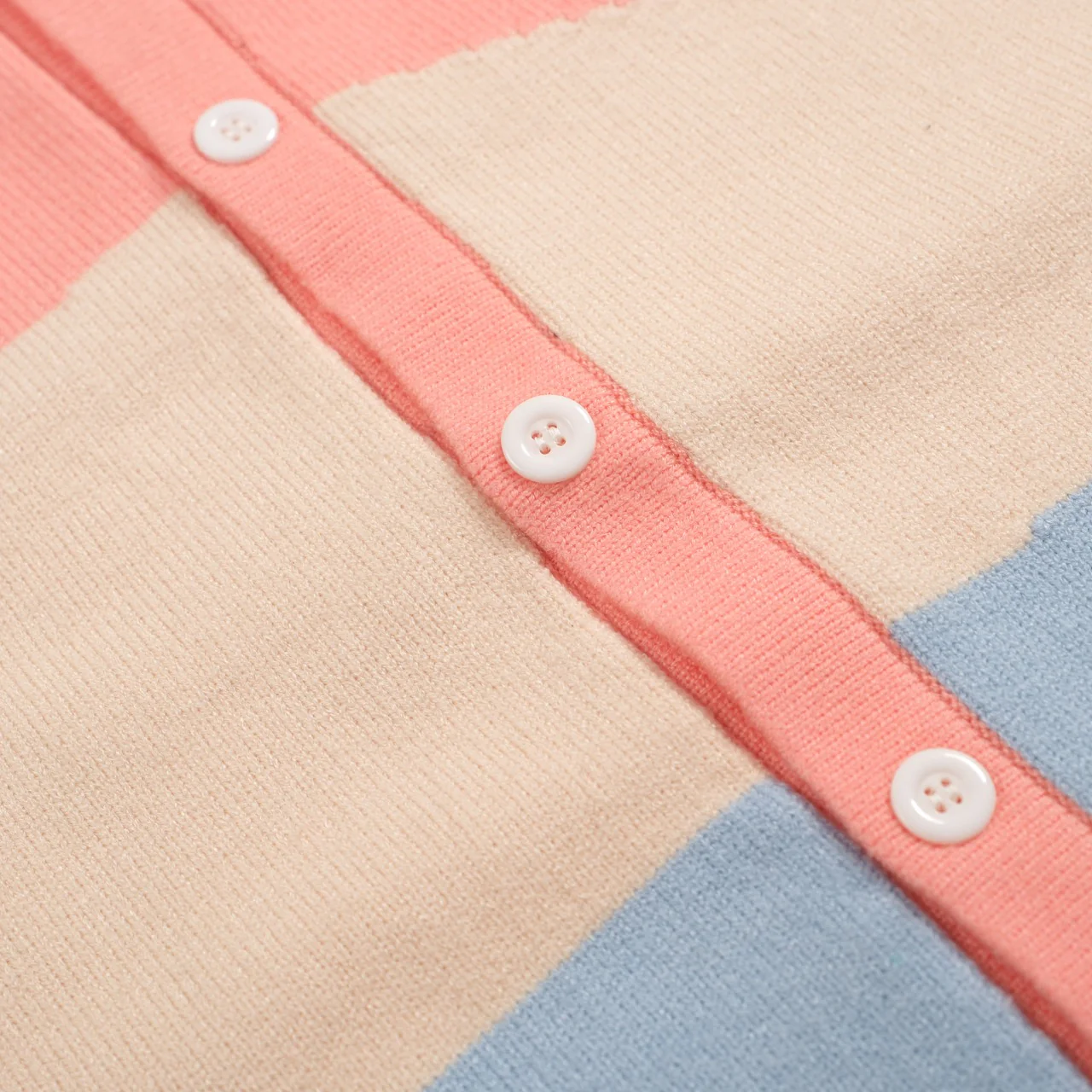 Men's 70s Pastel Knit Shirt – Abstract Colorblock Button-Up - Image 5