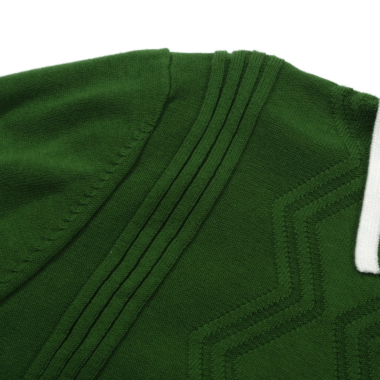 Men's Classic Green Cable Knit Polo – 60s Mod-Inspired Short Sleeve Shirt - Image 4