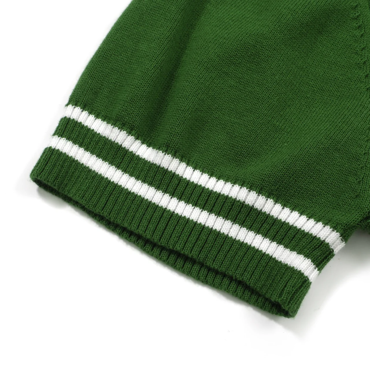 Men's Classic Green Cable Knit Polo – 60s Mod-Inspired Short Sleeve Shirt - Image 5