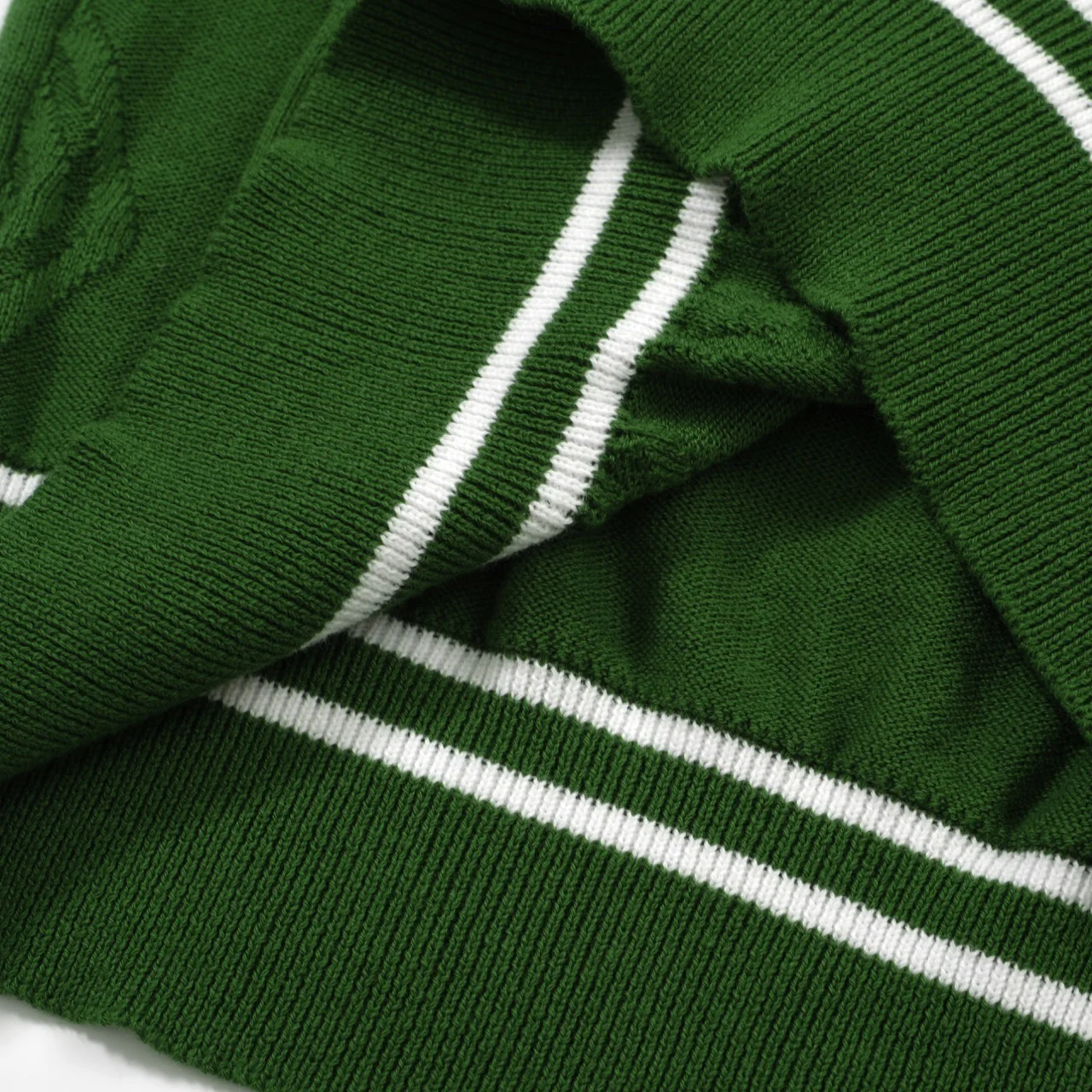 Men's Classic Green Cable Knit Polo – 60s Mod-Inspired Short Sleeve Shirt - Image 6
