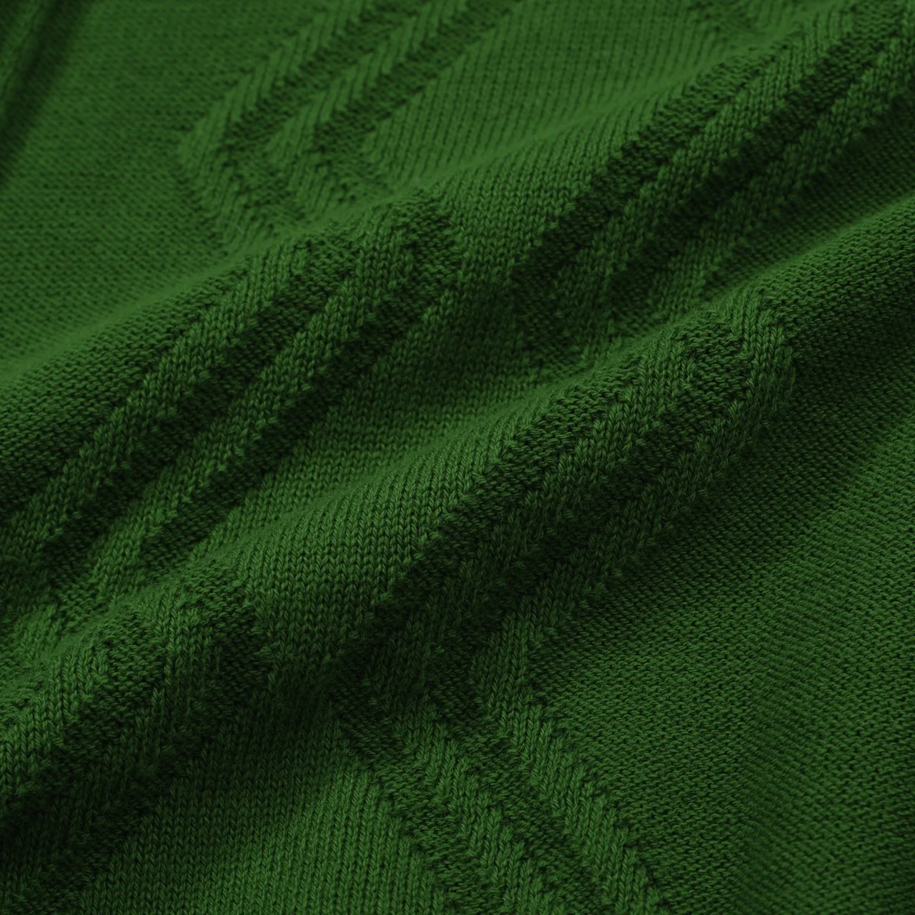 Men's Classic Green Cable Knit Polo – 60s Mod-Inspired Short Sleeve Shirt - Image 7