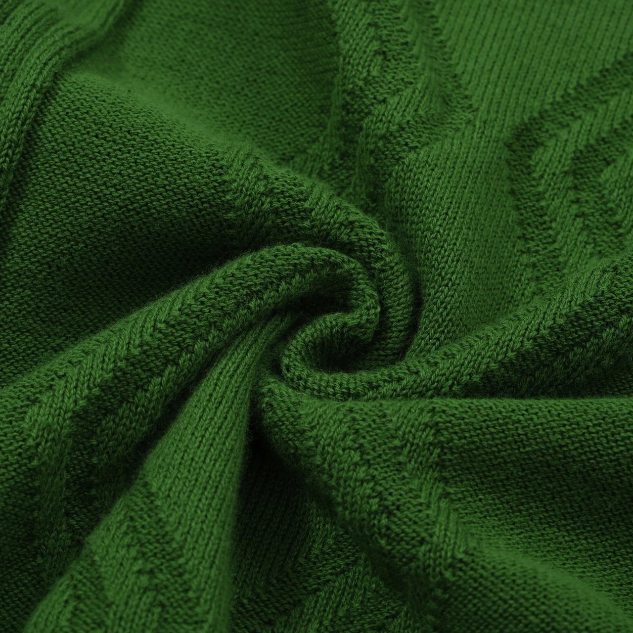 Men's Classic Green Cable Knit Polo – 60s Mod-Inspired Short Sleeve Shirt - Image 8