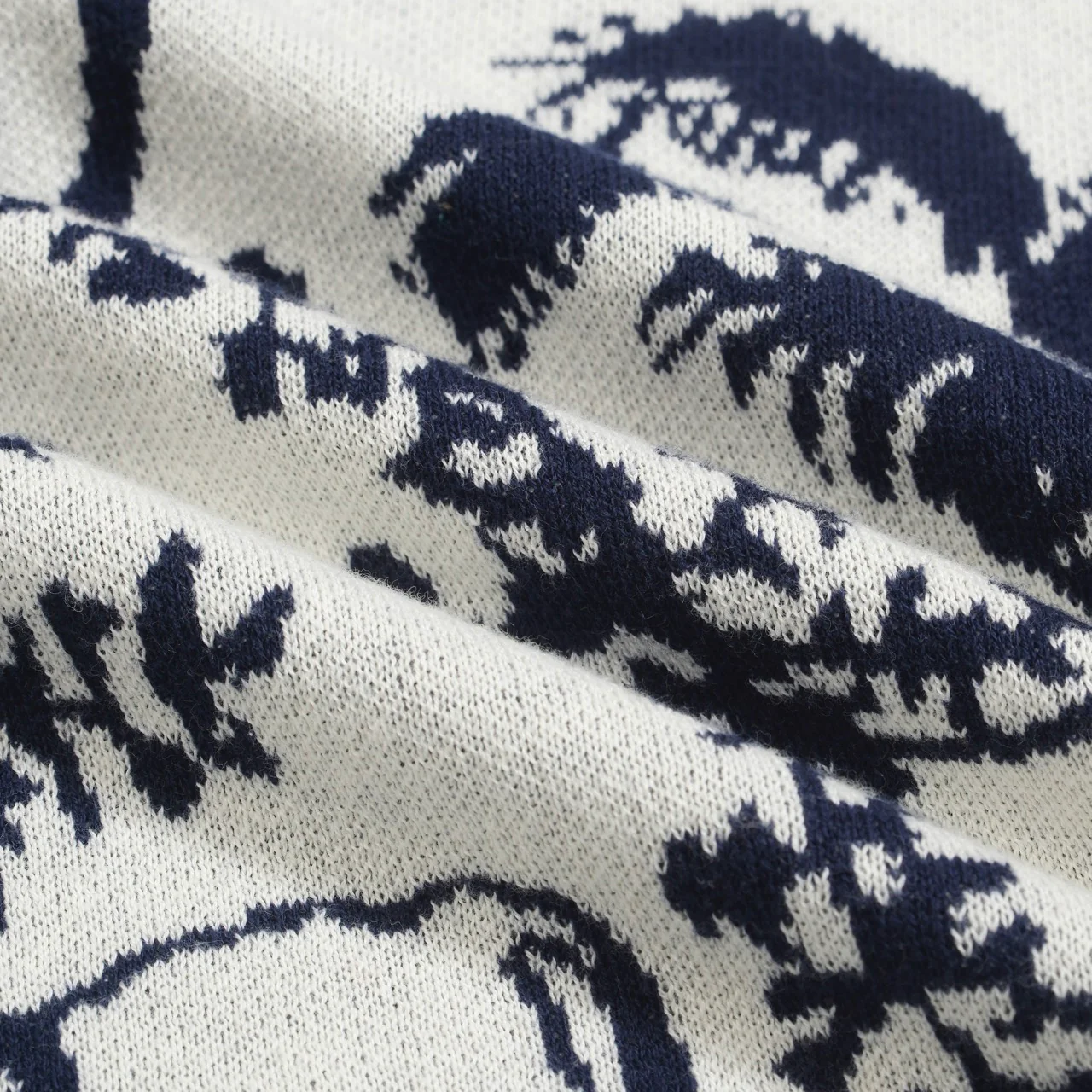 Men's Scenic Pastoral Knit Tee – Blue & Cream Vintage Nature Graphic Shirt - Image 9