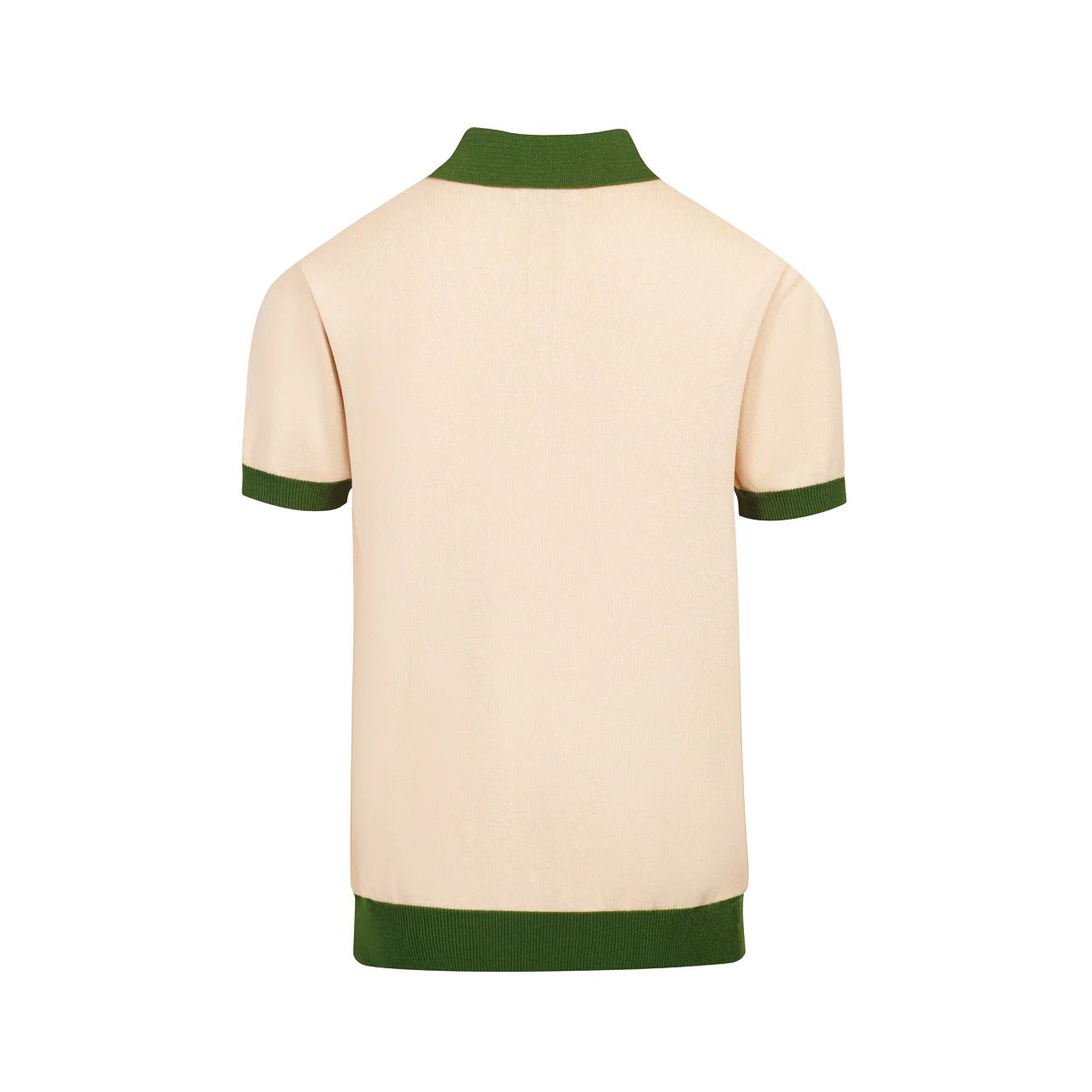 Men's Retro Knit Polo – Vintage Cream Button-Up with 70s Geometric Graphic - Image 10