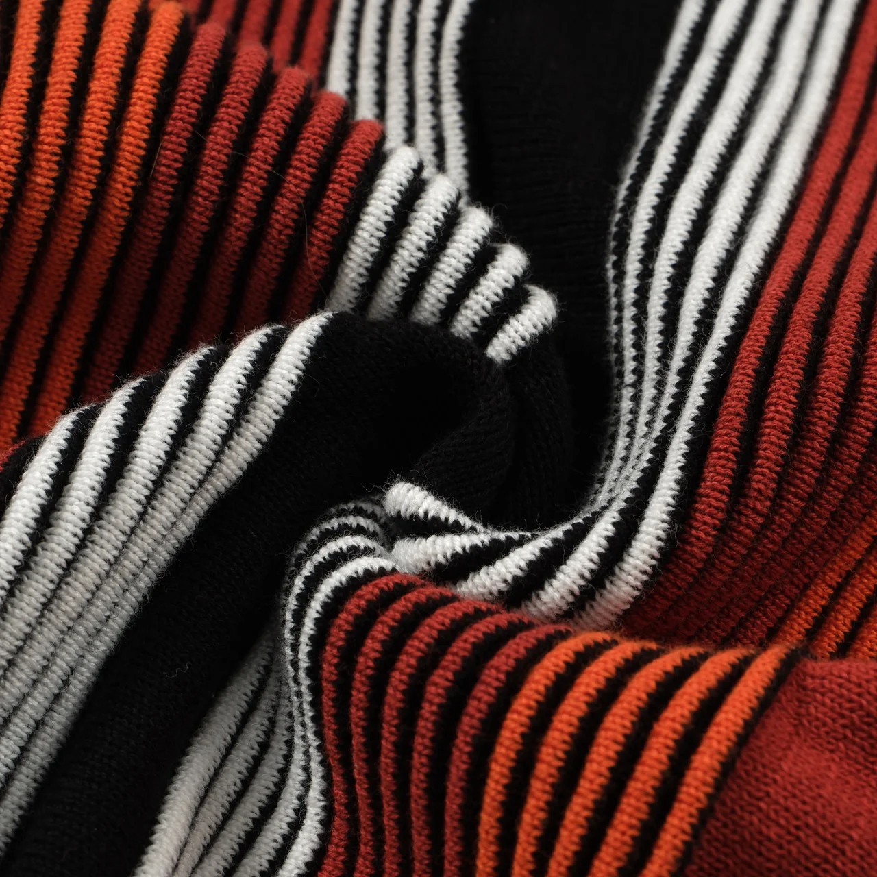 Men's Retro Stripe Knit Zip Polo – 60s Mod Style in Dark Red and Black - Image 2