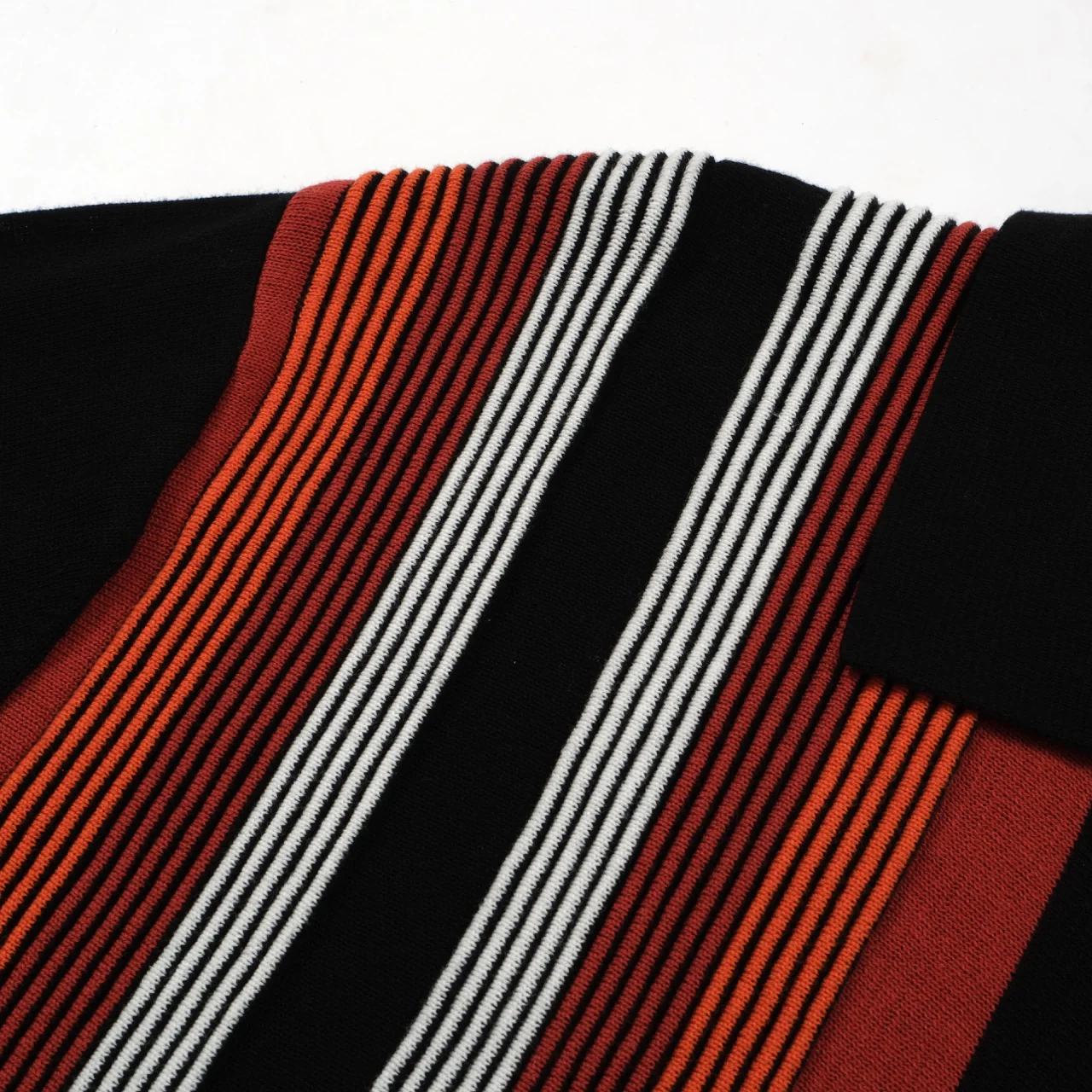 Men's Retro Stripe Knit Zip Polo – 60s Mod Style in Dark Red and Black - Image 3