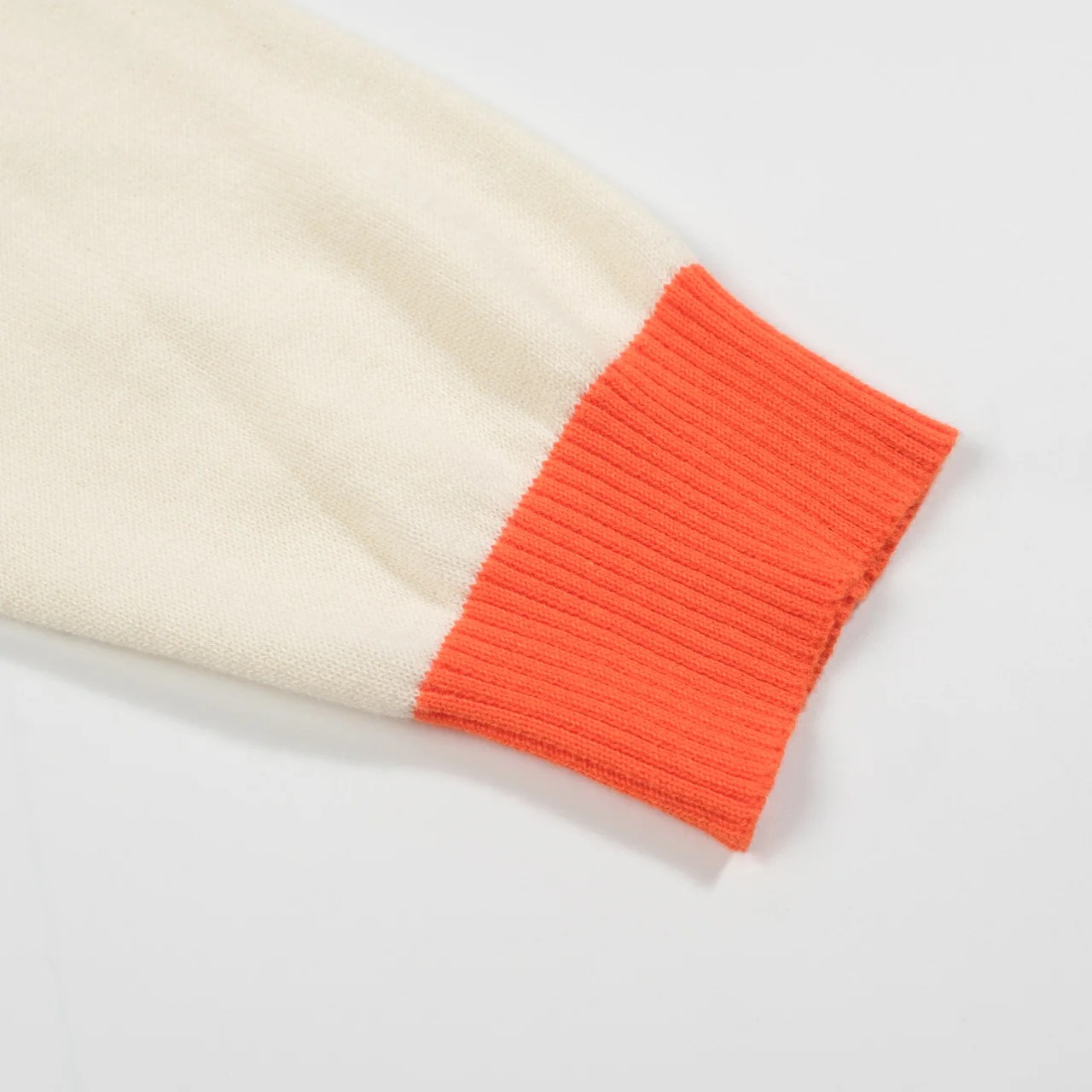 Men’s Cream Knitwear – Embroidered animal with Orange Trim - Image 5