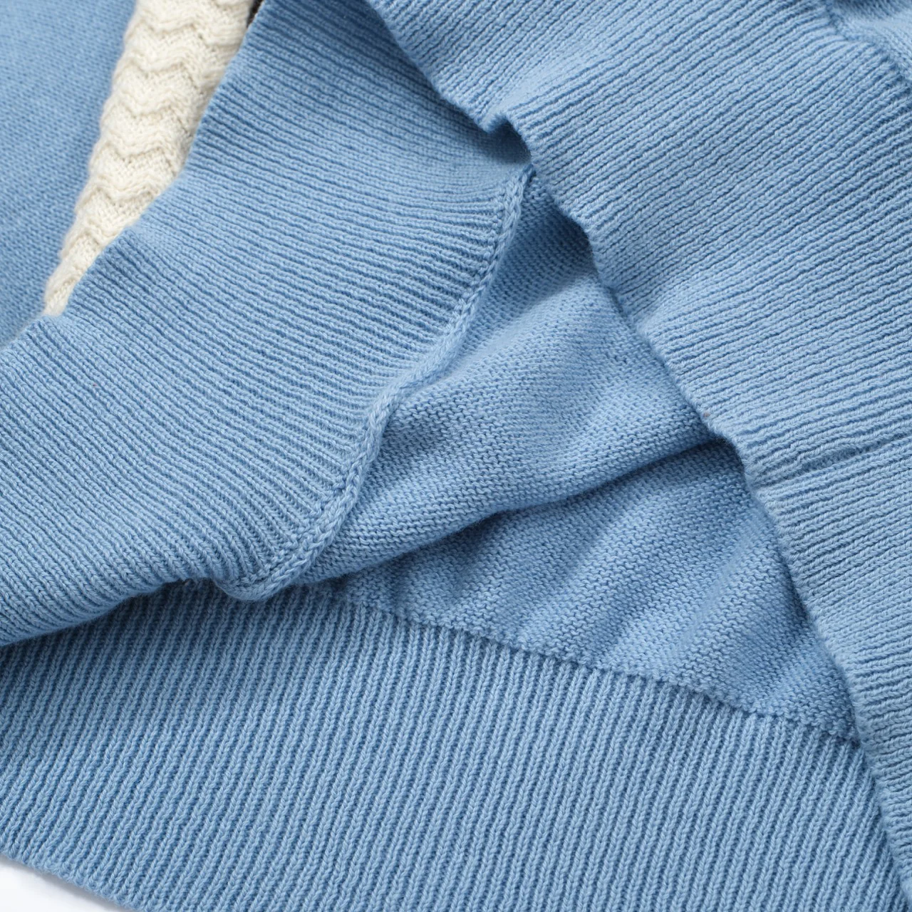 Men's Sky Blue Mod Stripe Knit Polo – 60s Vintage Short Sleeve Shirt - Image 7