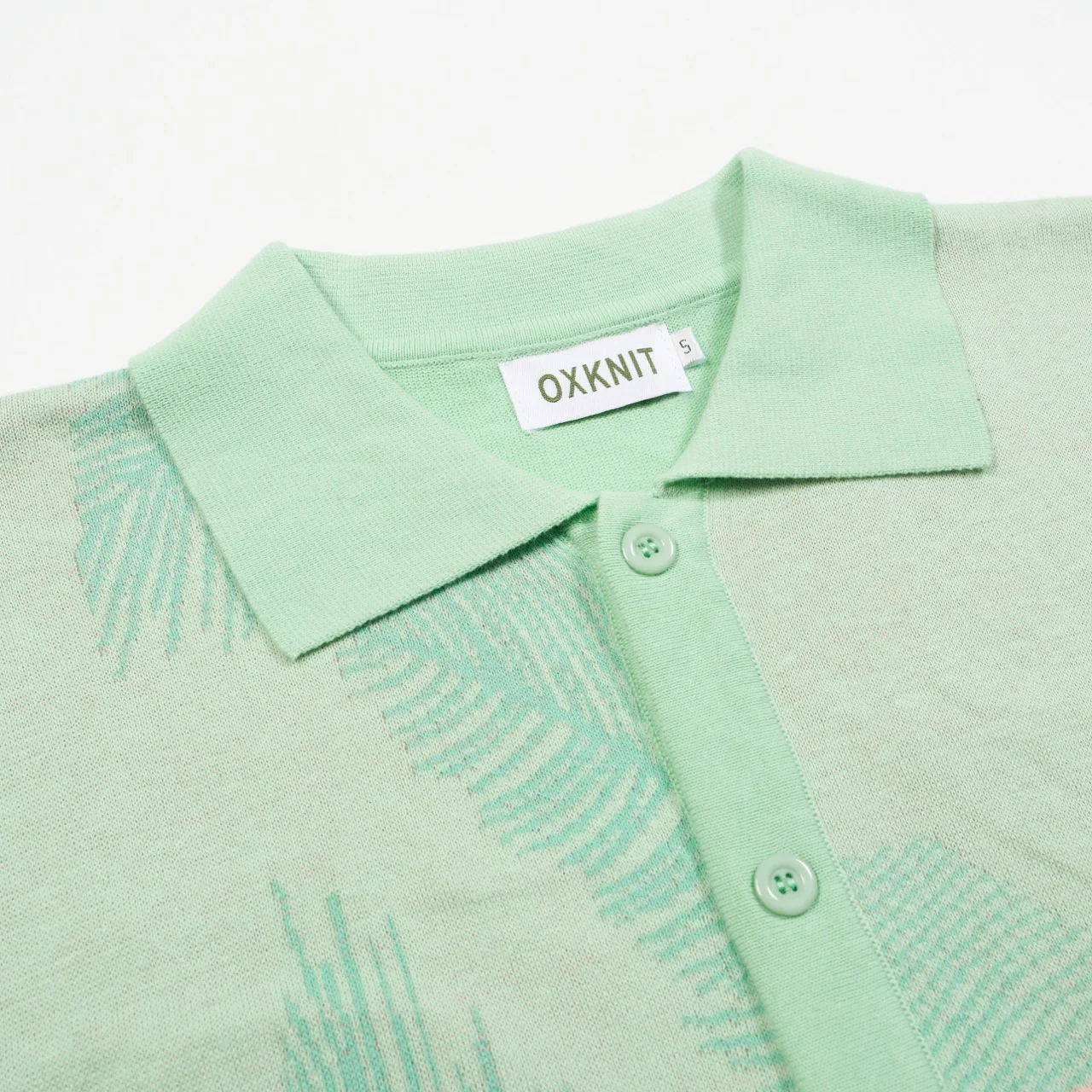 Men's Tropical Jungle Knit Shirt – Mint Green Button-Up with Toucan and Leopard - Image 4