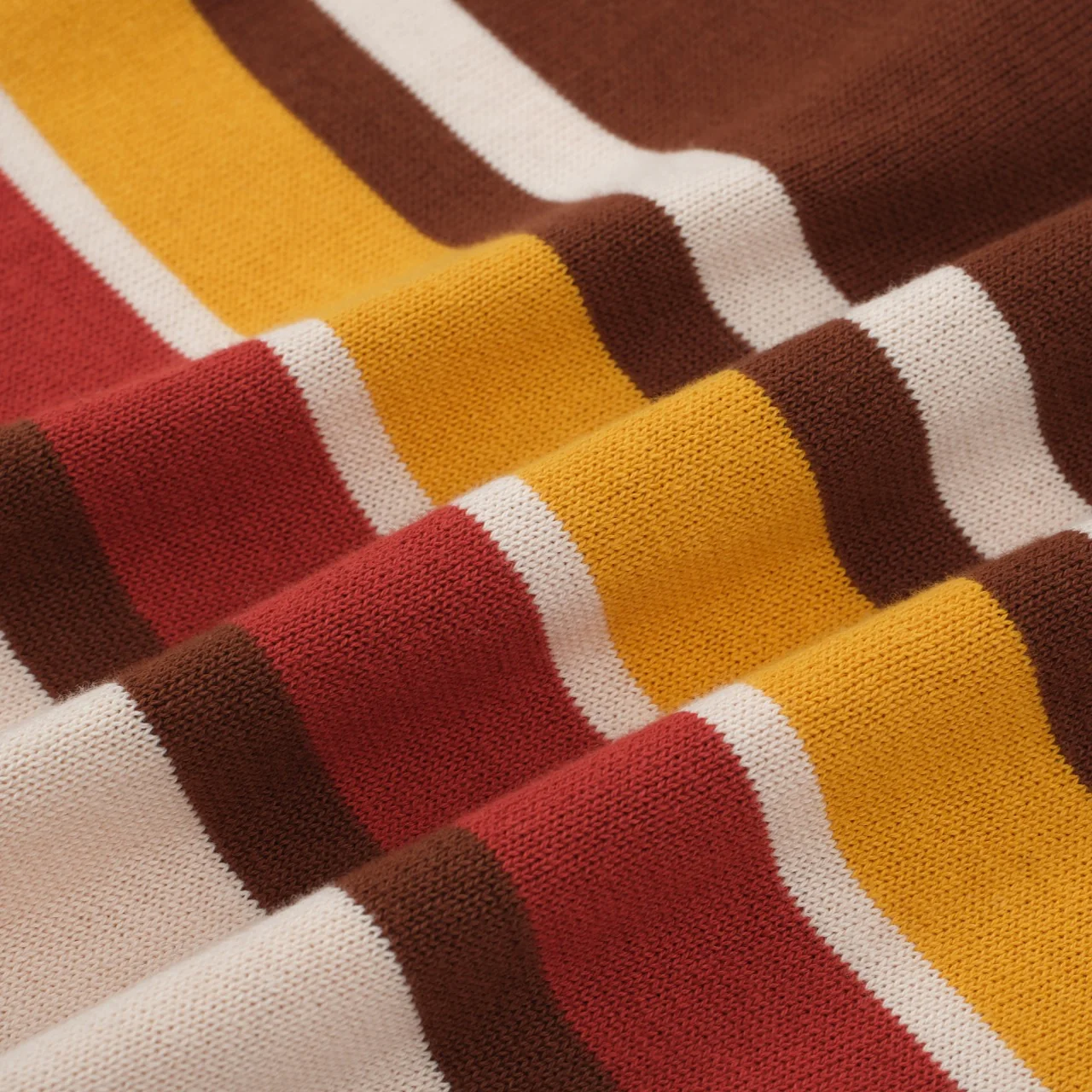 Men's Vintage Warm Stripe Zip Polo – 70s Inspired Knit Shirt in Earth Tones - Image 2
