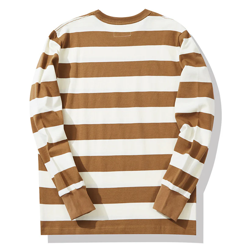 Men's American Retro Prisoner Motorcycle Thick Stripe Long Sleeve T-Shirt - Image 6
