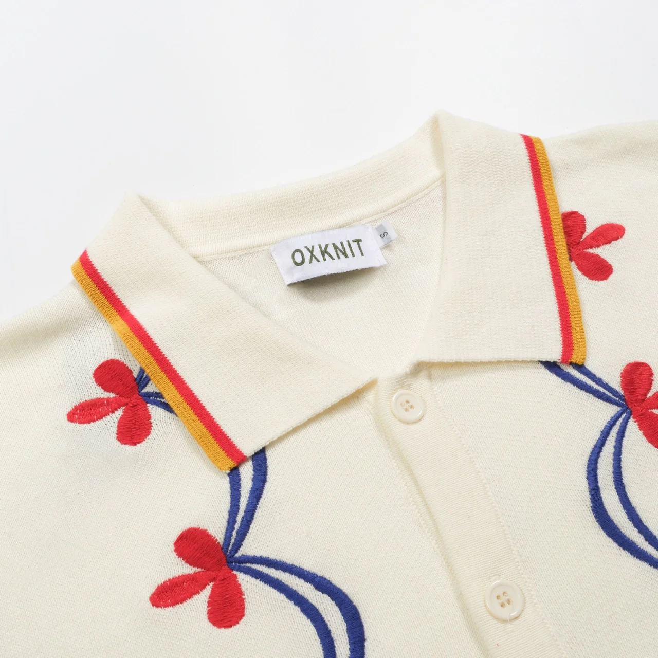 Men's apricot-colored retro jacquard flower knitted cardigan - Image 4