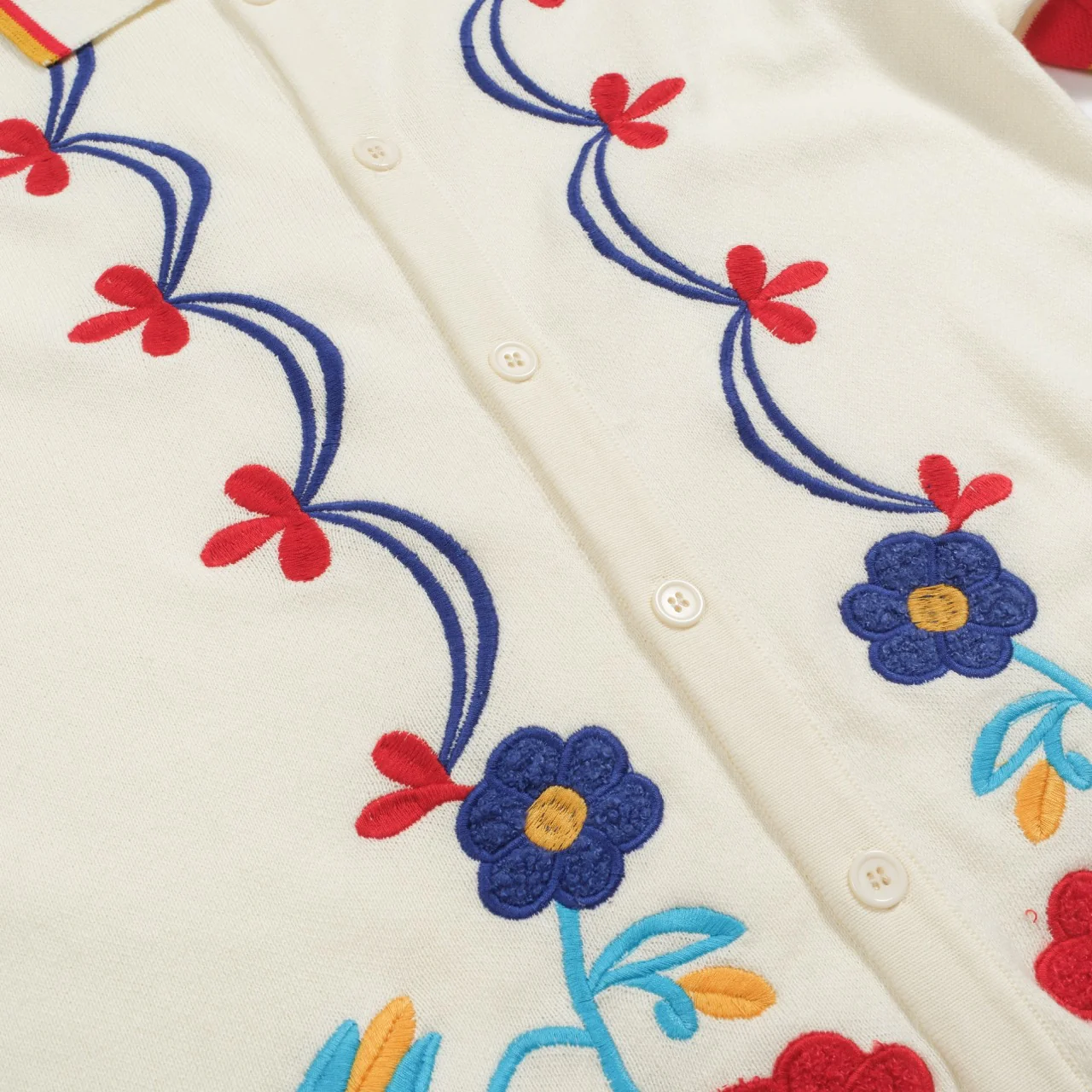 Men's apricot-colored retro jacquard flower knitted cardigan - Image 5