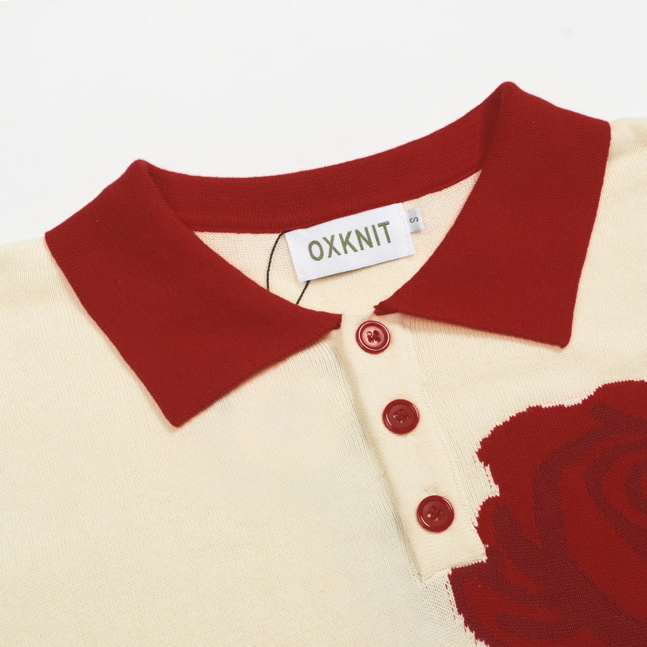 Men's apricot floral jacquard vintage knitted polo shirt - Image 3