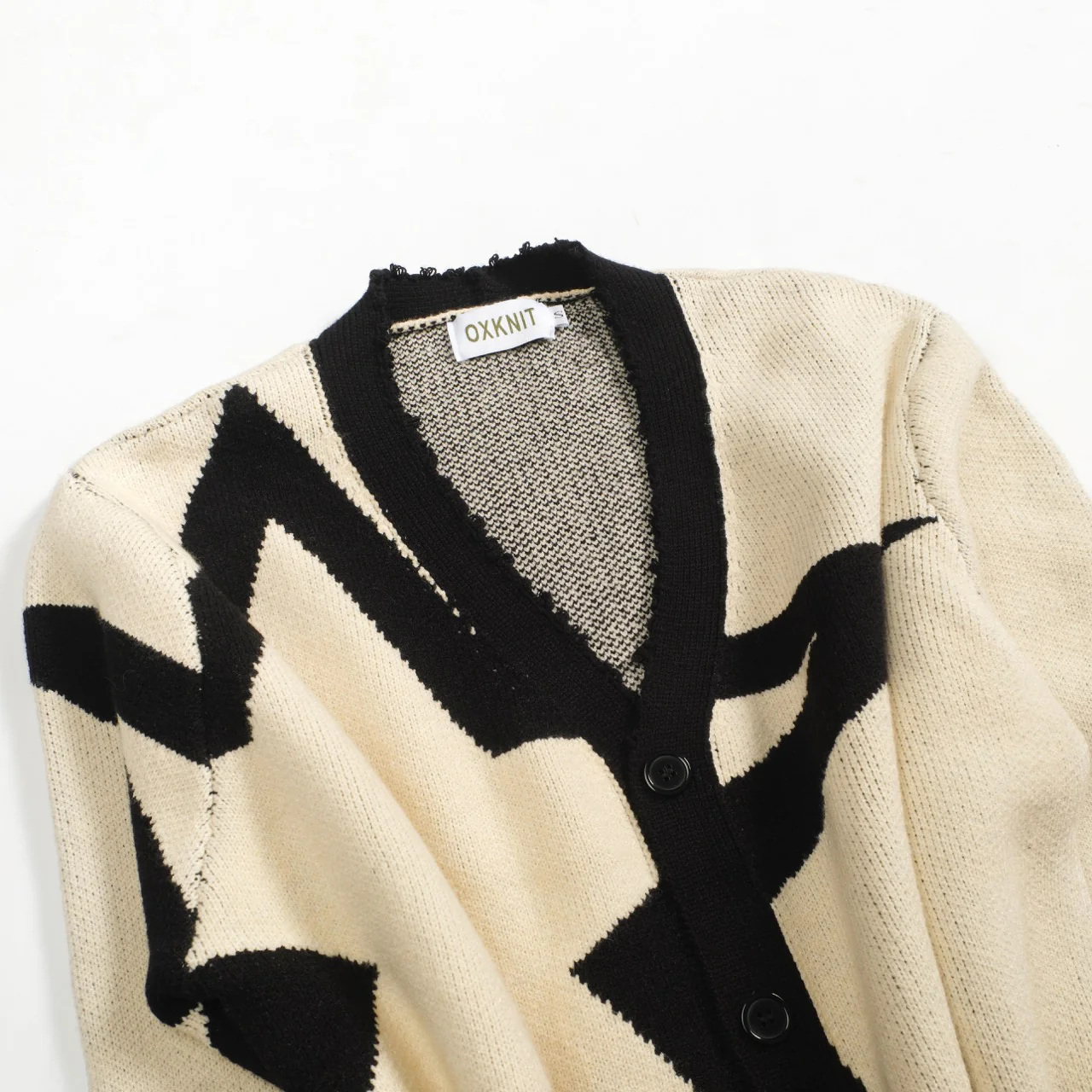 Men's apricot star jacquard knit sweater jacket - Image 9
