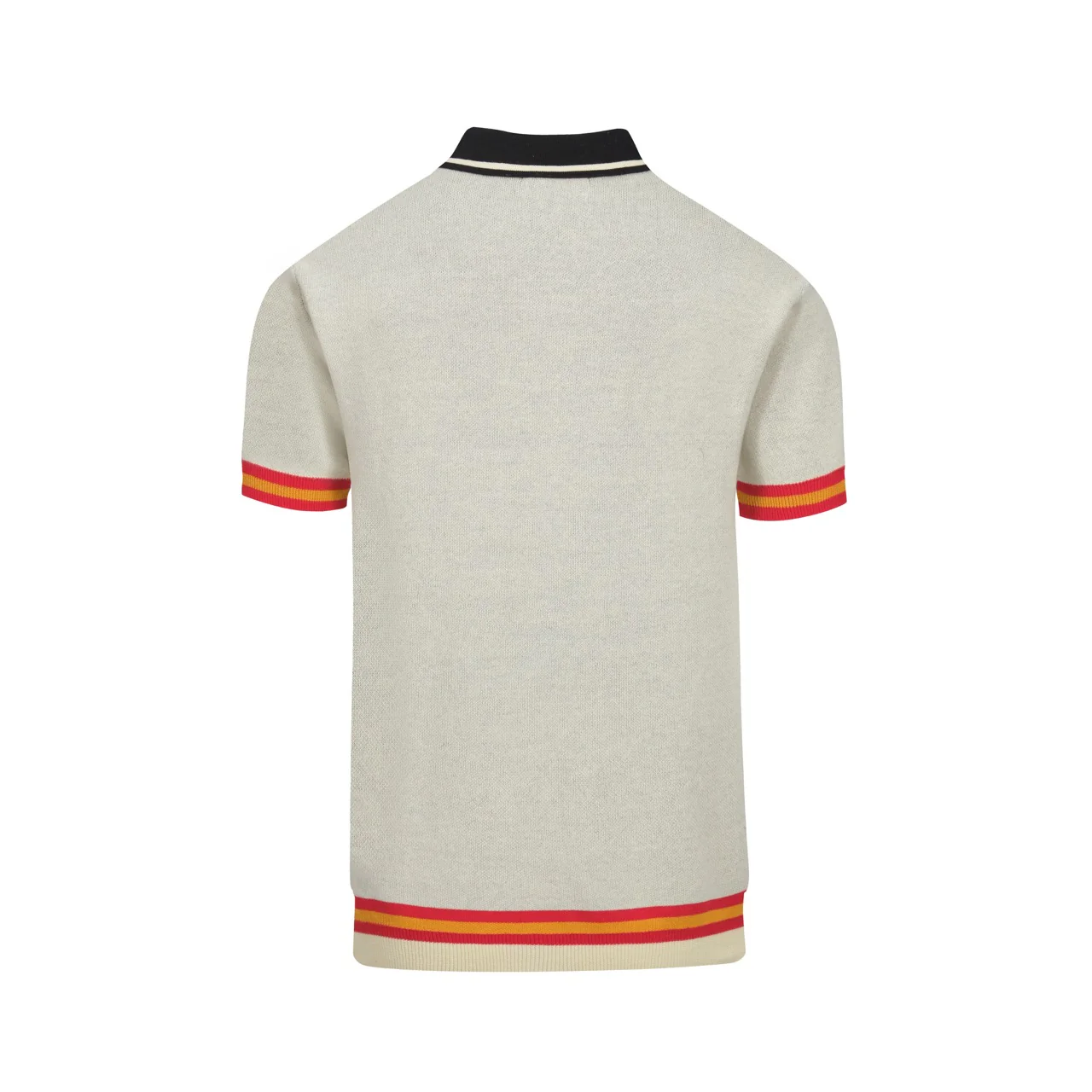 Men's beige font "89" jacquard V-neck polo shirt - Image 3