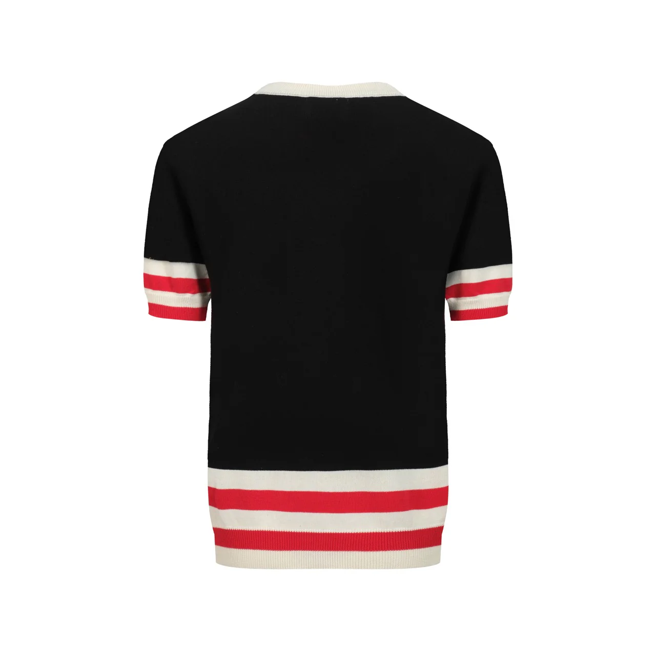 Men's black animal cat embroidered knitted T-shirt - Image 3